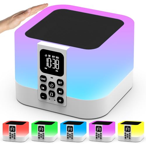 AUYLE Bluetooth Lautsprecher mit Nachttischlampe Touch Dimmbar, Wecker Digital, White Noise Machine Baby & Erwachsene, Geburtstagsgeschenk und Weihnachtsgeschenke für Frauen, Männer, Kinder, Teenager