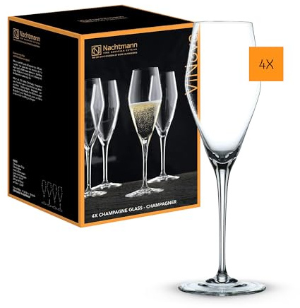 Nachtmann 4-teiliges Champagner Gläser Set, 280 ml, ViNova, 98075, Sektgläser aus Kristallglas, Champagnergläser spülmaschinenfest