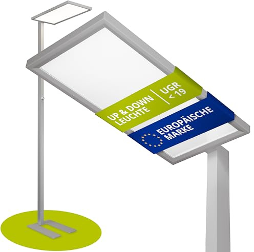 INNOVATE LED Stehlampe Büro Dimmbar 7500lm UGR< 19 80W Deckenfluter Silber | Tageslichtlampe Schreibtisch Stehlampe Dimmbar I Stehlampe LED Home Office Schreibtische & Arbeitsplätze Stehlampen