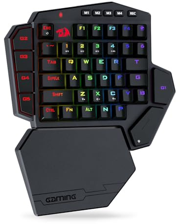Redragon K585 PRO kabellose einhändige mechanische Tastatur, 42 Tasten, 3-Modus RGB 40% Gaming-Tastatur mit 7 integrierten Makrotasten, abnehmbare Handgelenkstütze, langlebiger Akku (Blauer Schalter)