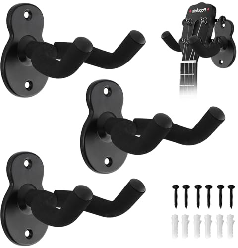 heedpeiur 3 Stück Gitarrenhalter, Gitarren-Wandhalterung, Gitarrenhalterung | Metall-Gitarren-Aufhänger mit Schwamm,Wand Gitarren-Haken-Halter für Gitarren, Bässe, Akustikgitarre, Mandala, Banjo,Ukulelen