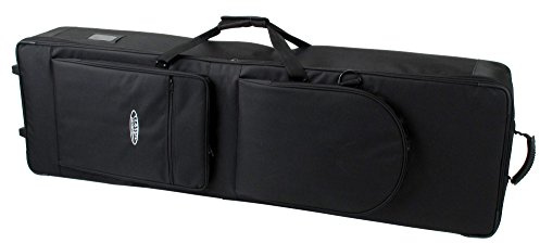 Classic Cantabile Keyboardtasche mit Rollen, Innenmaß 115 x 46 x 16 cm | Innenmaß 115 x 46 x 16 cm, schwarz, Rollen, Schaumstoffpolsterung, Nylongewebe, 2 Außentaschen, Doppel-Reißverschluss