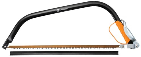 Fiskars Bügelsäge mit feststehendem Blatt für feuchtes Holz, Länge: 70 cm (24 Zoll), Inklusive Sägeblattschutz, Hochwertiger Stahl, Schwarz/Orange, SW31, 1000615