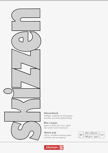 Brunnen Zeichen-/Skizzenblock (A3, 190 g/m², 50 Blatt) keine Perforation