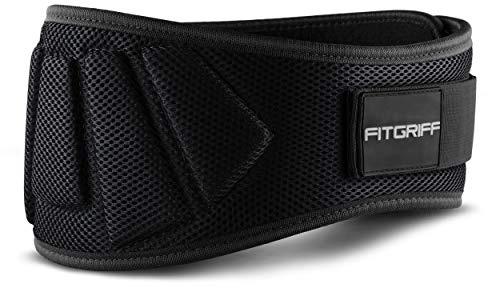 FITGRIFF® Gewichthebergürtel V1 - Fitness-Gürtel für Bodybuilding, Krafttraining, Gewichtheben - Trainingsgürtel für Damen und Herren (Schwarz, 88cm - 97cm Bauchumfang (Large))