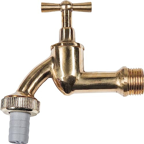 Cornat Auslaufhahn – Hochwertiges Messing – Inklusive Schlauchanschluss | als Außenzapfstelle – Zapfhahn für Regentonnen – Knebel-Wasserhahn – Absperrhahn – 1/2 Zoll AG – für Anschluss