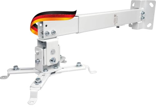 SCHWAIGER Beamer-Halterung für Decke & Wand I Halterung für Projektoren I schwenkbar, neigbar & drehbar I Universal Beamer Decken- & Wandhalterung I bis 20 kg belastbar I Inkl. Montagematerial I weiß