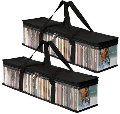 Amexo Transparente DVD Aufbewahrungstaschen Tragbare CD Hülle mit Griffen Wasserabweisende Kunststoff-Tragetasche für DVDs CDs Alben Videospiele Büchern (2)