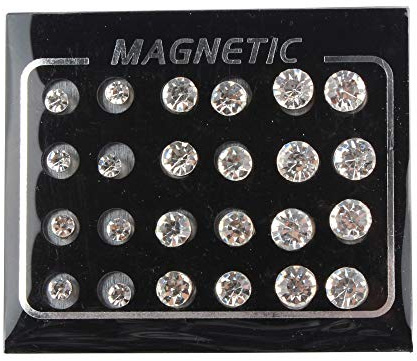 POFET 12 Paar Crystal Studs Magnete Ohrringe Kein Piercing Ohrstecker 4mm 6mm 7mm