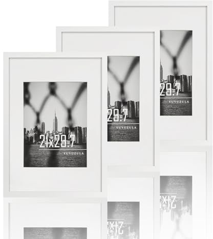 VUVUZULA Bilderrahmen A4 Weiss 21x30cm 3er Set Fotorahmen Rahmen DIN A4 mit Passepartout Urkunden