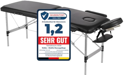 Melko Massageliege Massagebank klappbar höhenverstellbar bis 250 kg Schwarz | Kunstleder pflegeleicht und hygienisch, Gesichtsausschnitt und Armstützen anpassbar, Holzrahmen, inkl. Tragetasche, Wellness