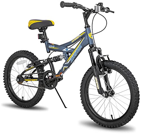 JOYSTAR Contender 20 Zoll Kinder-Mountainbike für Jungen & Mädchen von 7-13 Jahren Kinderfahrrad mit vollgefedertem Stahlrahmen und 1-Gang-Antrieb mit Ständer