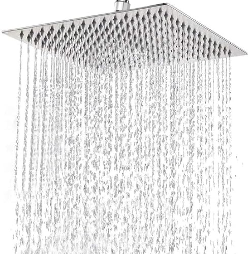 duschkopf regendusche 12 Zoll, Regenduschkopf 30x30cm Eckig aus Edelstahl, Selbstreinigende Regendusche Brausekopf Quadratisch, Chrom