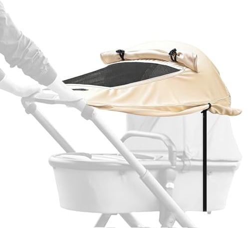 WD&CD Kinderwagen Sonnensegel, Premium Sonnensegel für Kinderwagen mit UV Schutz 50 +, mit Sichtfenster und extra breite Schattenflügel, hell-Khaki