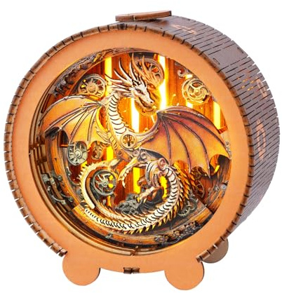 3D Puzzle Nachtlicht Erwachsene, (Mechanischer Drache) 3D Holzpuzzle Erwachsene Nachtlicht Home Décor, 3D Holzpuzzle Night Light, 3D Puzzle Holz Nachttischlampe Geschenk für Freunde