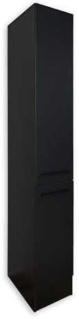 JAZZ 8 Moderner Apothekerschrank Küche in Schwarz matt - Geräumiger Hochschrank Küchenschrank mit viel Stauraum - 30 x 211 x 57 cm (B/H/T)