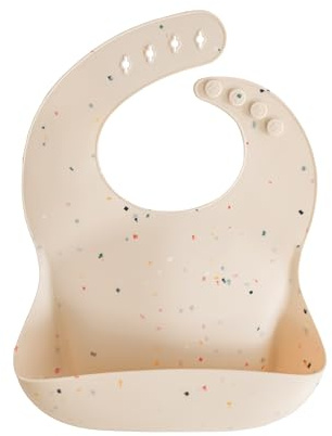 mushie Silikon Bib für Kinder | Lätzchen mit Auffangschale | BPA frei Wasserdicht | Abwaschbar Lätzchen mit verstellae Passform | Sichere & Hochwertige für Kleinkinder & Baby | Vanilla Confetti