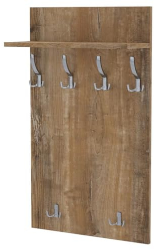 AKKE Garderobenpaneel Wandgarderobe Mit Ablage Wandpaneel Garderobe PVC Maxi Marino-walnuss 90cm x 60 cm