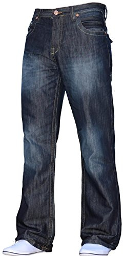 Herren-Jeans, Bootcut-Schnitt, ausgestelltes Bein, weit, blaue Denim-Jeans