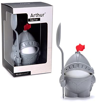 PELEG DESIGN Arthur Eierbecher mit Löffel – Lustiger Eierhalter im Ritter-Design für weich & hart gekochte Eier, Originelles Küchen-Gadget & Geschenkidee für Kinder und Erwachsene