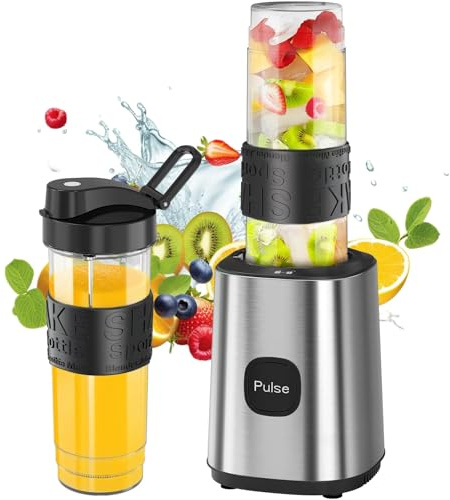 Mixer, Smoothie Maker, Standmixer, 500W Smoothie Mixer mit 2x570ml Smoothie Flaschen BPA frei Tritan,Tragbarer Blender Smoothie Maker aus Edelstahl 4-Klingen-System,für Jede Art von Shake und Smoothie