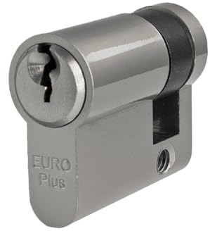 FELGNER Halb-Zylinder Euro Plus Schließzylinder Profilzylinder Türschloss Sicherheitsschloss für Türen Garagentore etc. | Messing - inkl. 3 Bart-Schlüssel | 30 mm Nickel Matt