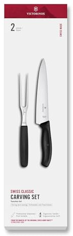Victorinox Swiss Classic, Profi Tranchier-Set, 2-teilig, Extra Scharfe Klinge, Robuster Kunststoffgriff, Swiss Made, schwarz