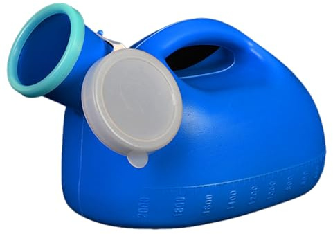 Urinflasche für Herren, 2000 ml, große Kapazität, für ältere Menschen, Kunststoff-Urinsammler mit Deckel, tragbarer Urinbehälter für Erwachsene, auslaufsicherer Urinbehälter (blau)