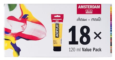 Amsterdam Standard Series Acrylfarben | Vorteilspackung mit 18 Farben (120 ml) | Grundlegende Farbauswahl | Künstlerfarben