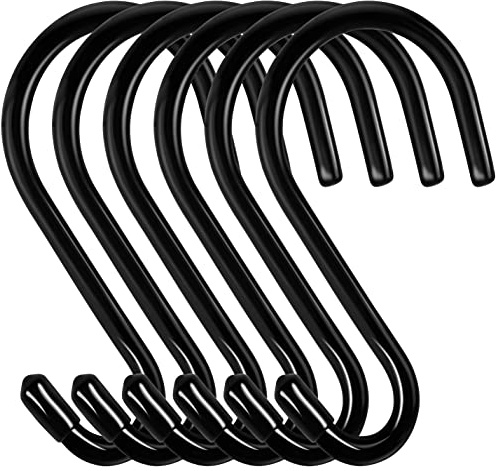 Bolatus 6 Stück S Haken Groß 6in/15CM Belastbar bis 20KG S-förmige Hängehaken Schwarz Schwerlast Metallhaken Anti-Rost Haken für Küche Badezimmer Schlafzimmer Büro Edelstahlhaken