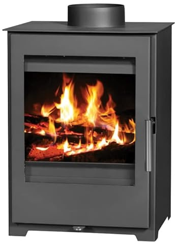VICTORIA-05 Ltd. EEK A+ Kaminofen Holz One Holzofen 5 kW Kamin Ofen Dauerbrandofen Werkstattofen Schwedenofen Hüttenofen Heizofen, Grau