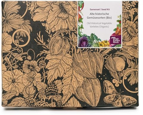Magic Garden Seeds - Alte Historische Gemüsesorten (Bio) - Samen Geschenk Set mit Saatgut für 3 Gemüse Raritäten - Gemüse Anzuchtset mit gelbem Mangold, toskanischem Palmkohl und Fleischtomate