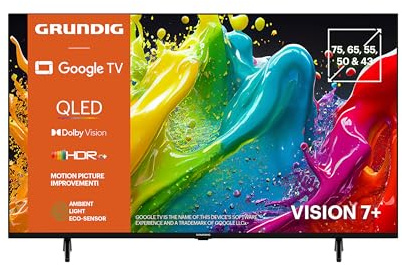 GRUNDIG 50 VOE 84 Q Fernseher 50 Zoll (126 cm) QLED TV, VPI 1800, Google TV, 4K UHD, Dolby Vision, HDR10+, Motion Picture Improvement, Chromecast Built-in, Bluetooth, Smart TV, Schwarz