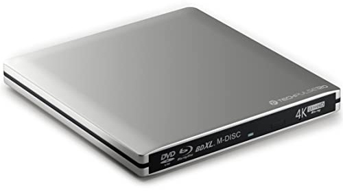 techPulse120 Externes UHD 4k 3D M-Disc BDXL USB 3.0 USB-C Laufwerk Blu-ray Brenner Burner Superdrive Slim BD DVD CD Ultra für Computer Notebook Ultrabook Windows Mac OS Apple iMAC Aluminium Silber