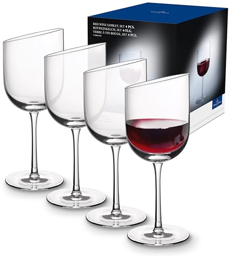 Villeroy & Boch - NewMoon Rotweinglas Set 4-teilig 200 ml Klar | Spülmaschinenfest, Weingläser, Rotweingläser, Weinglas, Trinkgläser, Gläser Set für Wein, Aperol oder Aperitif, Kristallglas