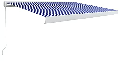 Tidyard Manuelle Kassetten-Markise 400x300 cm Blau und Weiß