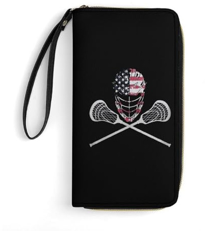 Kleine Münzbörse Lacrosse-Helm-Flagge Kartenetui Kreative Geldtasche Vintage Design Reißverschluss Geldbörse Für Mutter, Frauen, Mädchen