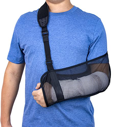 yeloumiss Mesh Armschlinge Schulter Leichte Atmungsaktive Schulterschlinge | Einstellbare Schulterschlaufe mit Schaum Nackenpolster für Unisex Rechts Links für Handgelenk Hand Ellbogen Arm verletzt