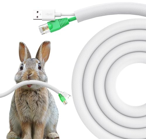REFLYING Hund und Katze Kabelschutzgitter, Kabelschläuche 3 Meter-9,5mm, Schutz von Kabeln vor dem Kauen von Haustieren, Expandable Geflochtene Selbstschließend Kabelschlauch, Weiß