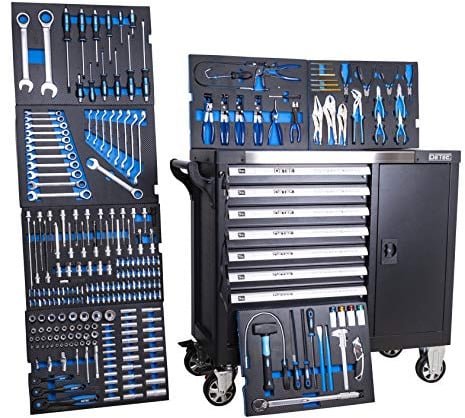 DeTec. XXL Werkstattwagen 1077 Heavy Duty, gefüllt, Schaumstoff-Einleger