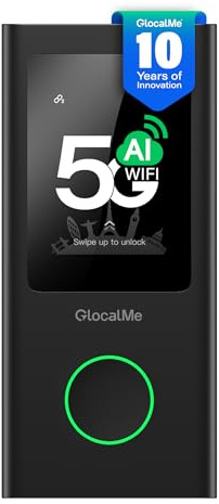 GlocalMe Numen Air Mobiler WLAN Router 5G, SIM-frei ohne Roaming, Mobiler Hotspot mit Abdeckung in 200 Ländern, 2,5Gbps für bis zu 16 Geräte, 5400 mAh Akku, tragbares WLAN für unterwegs ohne vertrag