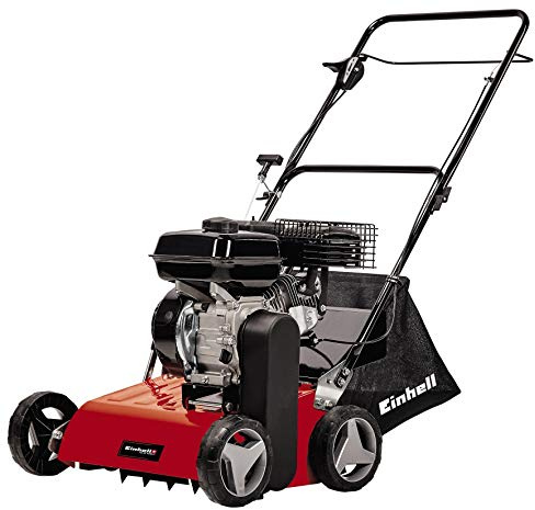 Einhell Benzin-Vertikutierer GC-SC 4240 P (bis 1.200 m², 4.2 kW, 4-Takt-Motor, kugelgelagerte Messerwalze mit 18 Stahlmessern, 8-stufige zentrale Arbeitstiefeneinstellung)