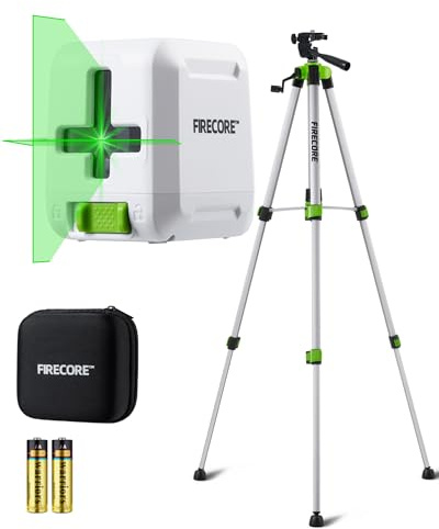 Firecore Kreuzlinienlaser mit 120CM Stativ, selbstnivellierender horizontaler und vertikaler Kreuzlinienlaser für Heimdekoration, DIY, Bilderaufhängung und Fliesenverlegung-Inklusive Batterie & Stativ