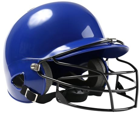 Amagogo Baseball-Schlaghelm mit Gesichtsmaske, Schutz für Männer und Frauen, Softball-Helm, atmungsaktiv, für Erwachsene, Gesichtsschutz, Blau