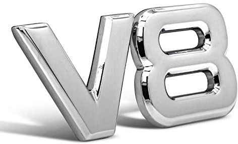 V8 Emblem Zeichen Chrom Schriftzug 3D Logo Auto Aufkleber Tuning Sticker Metall
