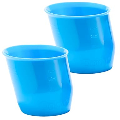 Doidy Minibecher, 2er-Pack – Baby-Trainingsbecher, einzigartiges Baby-Becherglas mit schrägem Design – toller Entwöhnungsbecher für Milch, Wasser – Verwendung ab 0 Monaten, 50 ml, PP-Material (blau)