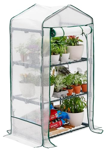 Bramble - Premium Garten Foliengewächshaus für Balkon & Terrasse mit 3 Etagen, Stahlrahmen & Verstärkter PVC-Abdeckung - Stabil & Einfach zu Montieren - 125x69x49cm