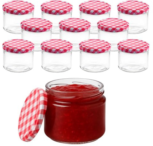 Devitre 12er Set Marmeladengläser 330 ml Einmachgläser mit Deckel und Etiketten