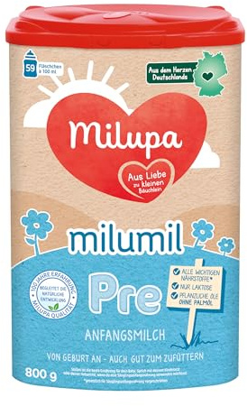 Milumil Milupa Pre Babynahrung, Anfangsmilch von Geburt an, Baby-Milchpulver, 800 g