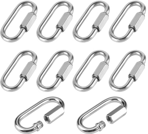 10 Stück Schraubkarabiner M6, Karabiner Schraubverschluss Klein | Schraubverbinder Edelstahl Karabiner, Rapid-Glied Schraubkarabiner für Camping, Wandern, Angeln, Schaukel